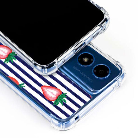 Bouffants and Broken Hearts Strawberries and Stripes Moto G 5G (2024) Clear Case